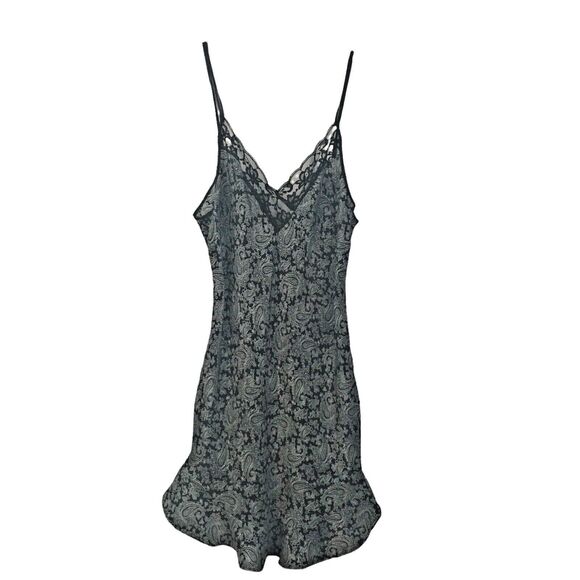 Lily of France Black White Paisley Baby Doll Nightie M Ruffle Made in USA VTG - Picture 2 of 10